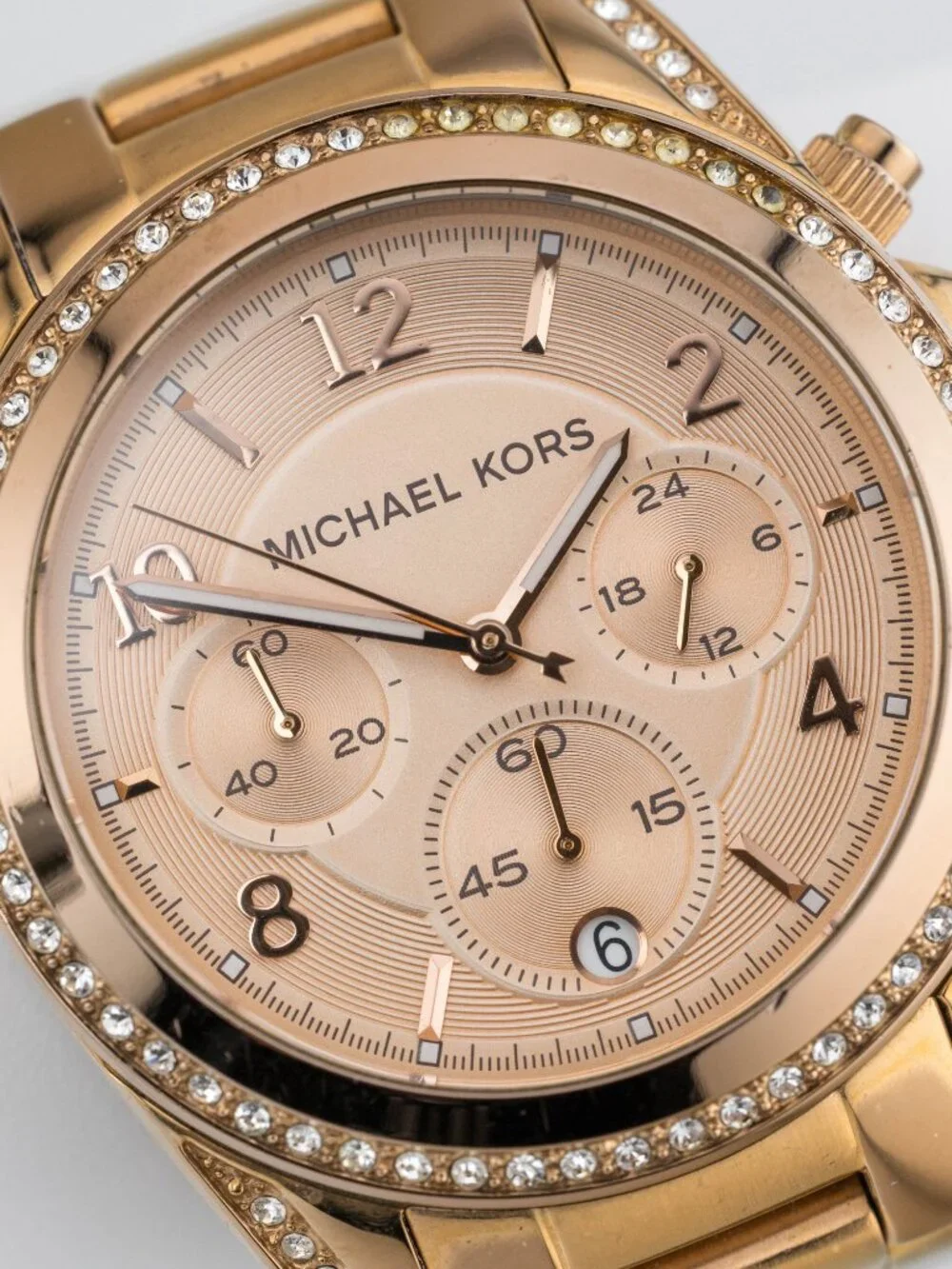 Michael Kors MK-5263 Crystal Chronograph Quartz Analog Women's Watch New Battery
